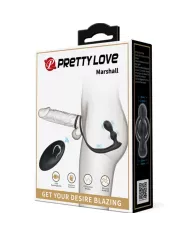 PRETTY LOVE - ANNEAU PÉNIS MARSHALL AVEC PLUG ANAL VIBRANT AVEC TÉLÉCOMMANDE