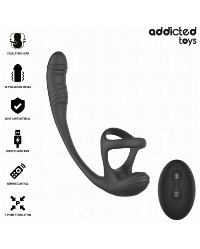 ADDICTED TOYS - PLUG ANAL AVEC VIBRATION, ONDULATION À 360° ET STIMULATEUR DE TESTICULES