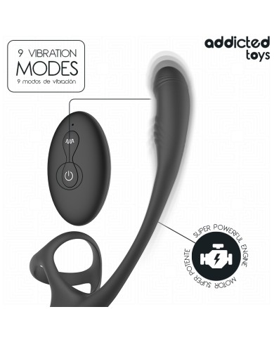 ADDICTED TOYS - PLUG ANAL AVEC VIBRATION, ONDULATION À 360° ET STIMULATEUR DE TESTICULES