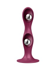 SATISFYER - GODE EN SILICONE DOUBLE BALL-R GRENAT
