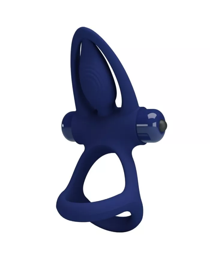 PRETTY LOVE - MAT DOUBLE ANNEAU AVEC VIBRATION & STIMULATEUR BLEU PRETTY LOVE - MAT DOUBLE ANNEAU AVEC VIBRATION & STIMULATEUR BLEU