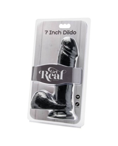 GET REAL - GODE 18 CM AVEC BOULES NOIR