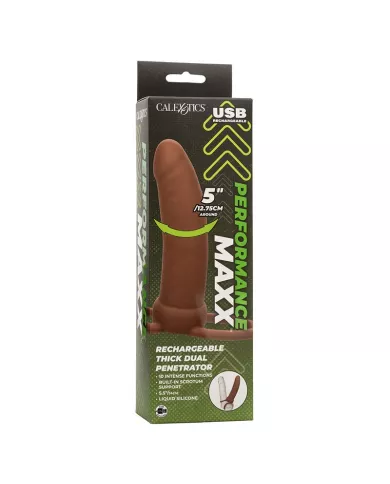 CALEXOTICS - MAXX THICK DOUBLE PÉNÉTRATEUR 10 VIBRATIONS MARRON