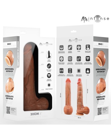 MR INTENSE - BRUCE M GODE EN SILICONE AVEC TESTICULES 20 CM -Ø- 4,5 CM