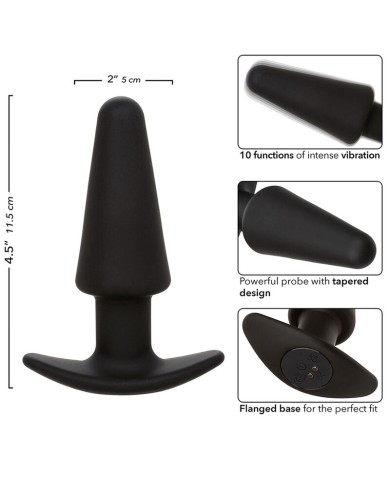 CALEXOTICS - ROCK BOTTOM TAPERED ANAL PLUG 10 VIBRATIONS SILICONE NOIR