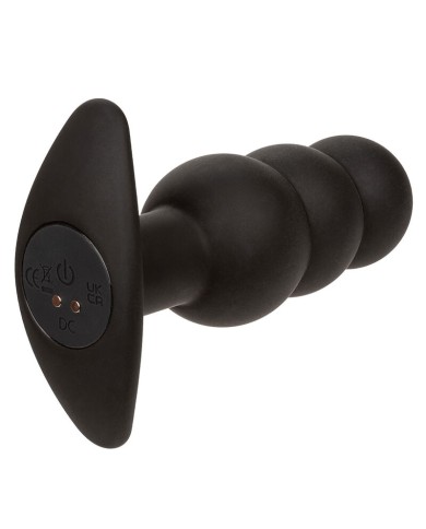 CALEXOTICS - ROCK BOTTOM PLUG ANAL PERLÉ 10 VIBRATIONS SILICONE NOIR