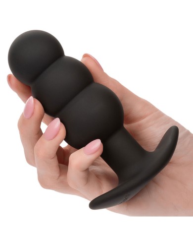 CALEXOTICS - ROCK BOTTOM PLUG ANAL PERLÉ 10 VIBRATIONS SILICONE NOIR