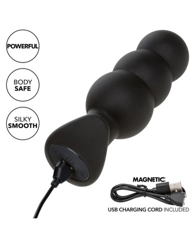 CALEXOTICS - ROCK BOTTOM PLUG ANAL PERLÉ 10 VIBRATIONS SILICONE NOIR