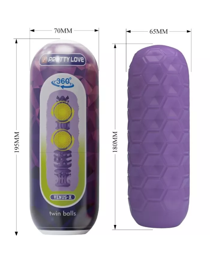PRETTY LOVE - MASTURBATEUR POUR HOMME À DEUX BOULES VIOLET PRETTY LOVE - MASTURBATEUR POUR HOMME À DEUX BOULES VIOLET
