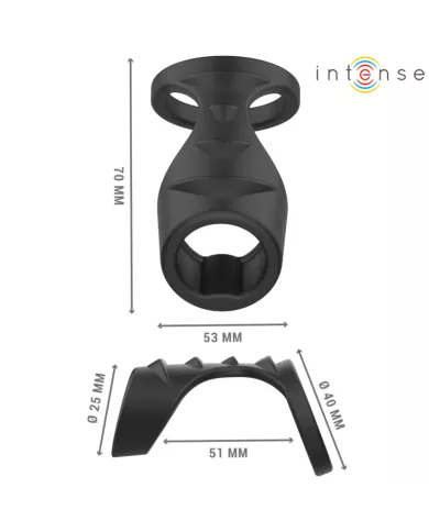 INTENSE - THEO ANNEAU PÉNIS DOUBLE SILICONE NOIR MODÈLE 3