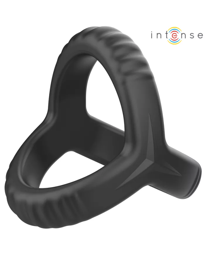 INTENSE - CARSON ANNEAU PÉNIS DOUBLE SILICONE NOIR MODÈLE 4