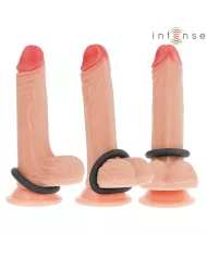 INTENSE - HUGH 3 ANNEAUX PÉNIS BASIQUES EN SILICONE NOIRS