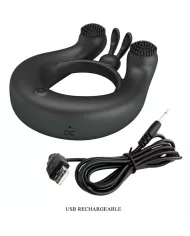 PRETTY LOVE - ANNEAU VIBRANT DAHLIA + STIMULATEUR DE CLITORIS 12 VIBRATIONS NOIR