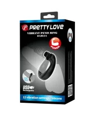 PRETTY LOVE - ANNEAU VIBRANT DAHLIA + STIMULATEUR DE CLITORIS 12 VIBRATIONS NOIR