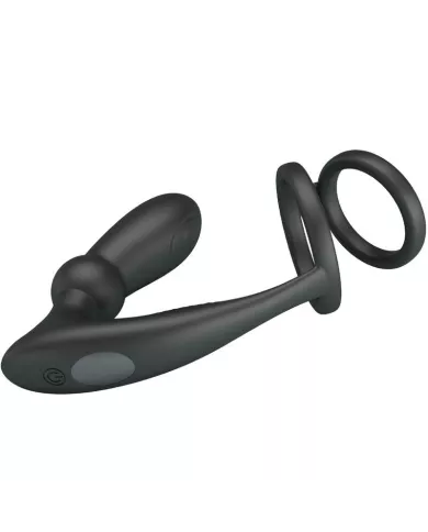 PRETTY LOVE - ANNEAU PÉNIS EMONI + PLUG ANAL 12 VIBRATIONS NOIR