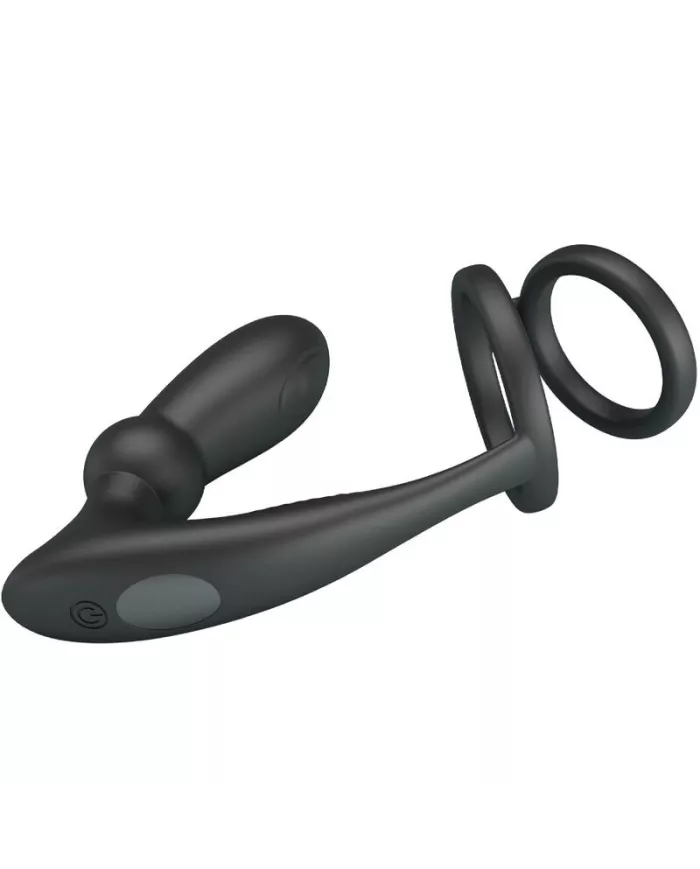 PRETTY LOVE - ANNEAU PÉNIS EMONI + PLUG ANAL 12 VIBRATIONS NOIR
