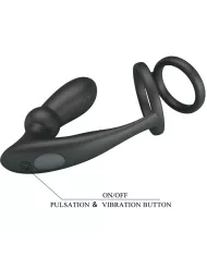 PRETTY LOVE - ANNEAU PÉNIS EMONI + PLUG ANAL 12 VIBRATIONS NOIR