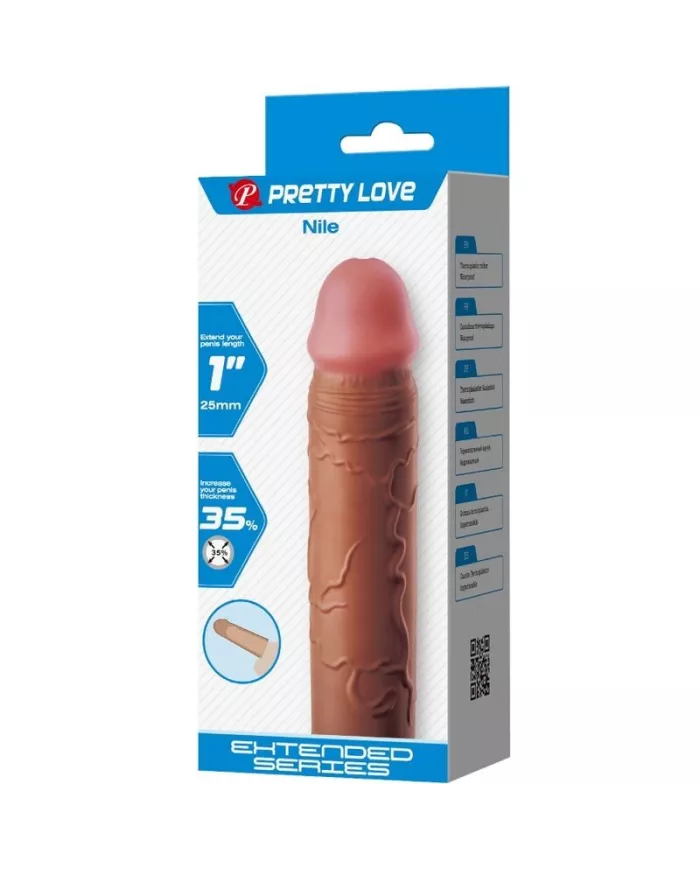 PRETTY LOVE - MANCHON DE PÉNIS NILE AVEC EXTENSION DE 2,5 CM MULÂTRE