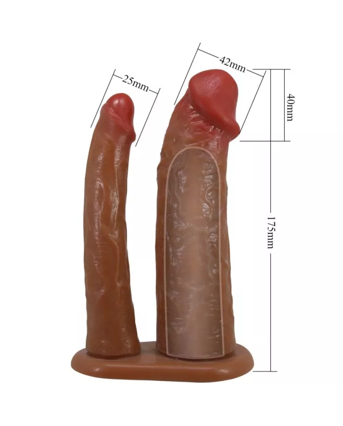 PRETTY LOVE - MANCHON DOUBLE PÉNIS YAIRON AVEC EXTENSION DE 4 CM MULÂTRE PRETTY LOVE - MANCHON DOUBLE PÉNIS YAIRON AVEC EXTENSION DE 4 CM MULÂTRE