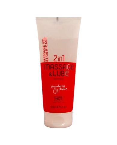 HOT - GEL DE MASSAGE ET DE GLISSE 2 EN 1 À LA FRAISE 200 ML