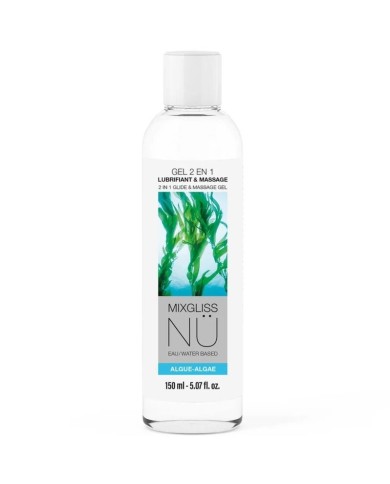 MIXGLISS - GEL LUBRIFIANT ET DE MASSAGE 2 EN 1 À BASE D'EAU, ALGUES NURU, 150 ML