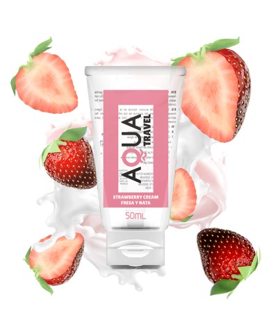 AQUA TRAVEL - LUBRIFIANT À BASE D''EAU SAVEUR CRÈME DE FRAISE - 50 ML