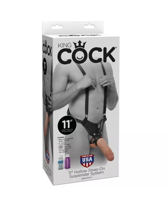 KING COCK - STRAP-ON AVEC GODE CREUX 28 CM ET SANGLES COULEUR CHAINE KING COCK - STRAP-ON AVEC GODE CREUX 28 CM ET SANGLES COULEUR CHAINE