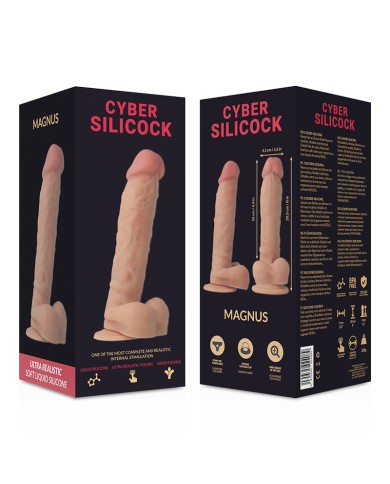 CYBER SILICOCK - STRAP-ON MAGNUS SILICONE LIQUIDE AVEC 3 ANNEAUX GRATUITS 20.5 CM -O- 4.1 CM