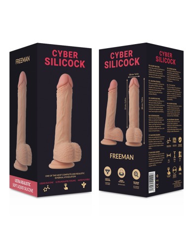 CYBER SILICOCK - STRAP-ON FREEMAN LIQUIDE SILICONE AVEC 3 ANNEAUX GRATUITS 20 CM -O- 3.8 CM