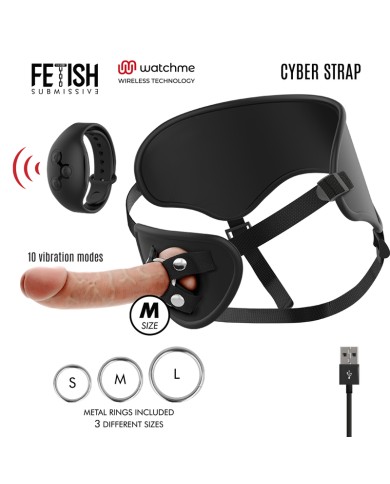 FETISH SUBMISSIVE CYBER STRAP - HARNAIS AVEC TÉLÉCOMMANDE DILDO WATCHME M TECHNOLOGIE