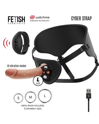 FETISH SUBMISSIVE CYBER STRAP - HARNAIS AVEC TÉLÉCOMMANDE DILDO WATCHME L TECHNOLOGIE