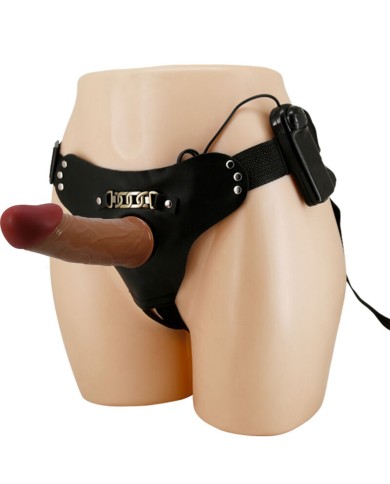 PRETTY LOVE - STARKS SLIP HARNAIS DILDO VIBRANT MULTI-VITESSES 17,5 CM MARRON CLAIR