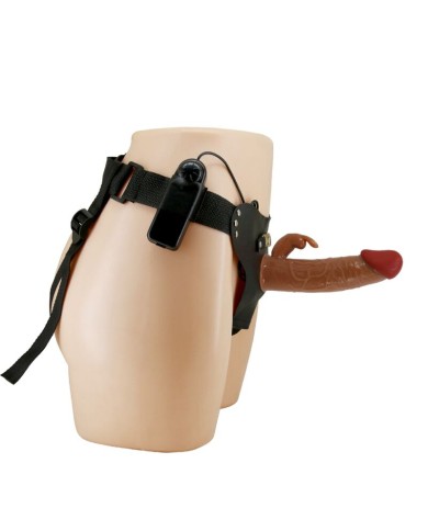 PRETTY LOVE - MARION HARNAIS SLIP UNIVERSEL AVEC DILDO VIBRANT 19 CM MARRON