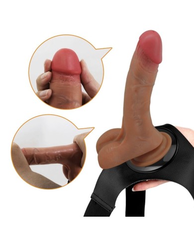 PRETTY LOVE - SLIP HARNAIS UNIVERSEL AVEC GODE VIBRANT ET SQUIRTING 15,5 CM MULATO