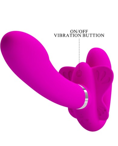 PRETTY LOVE - VIBRATEUR DOUBLE STRAP-ON VALERIE 12 VIBRATIONS VIOLET