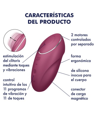 SATISFYER - TAP & CLIMAX 1 VIBRATEUR LAY-ON ROUGE
