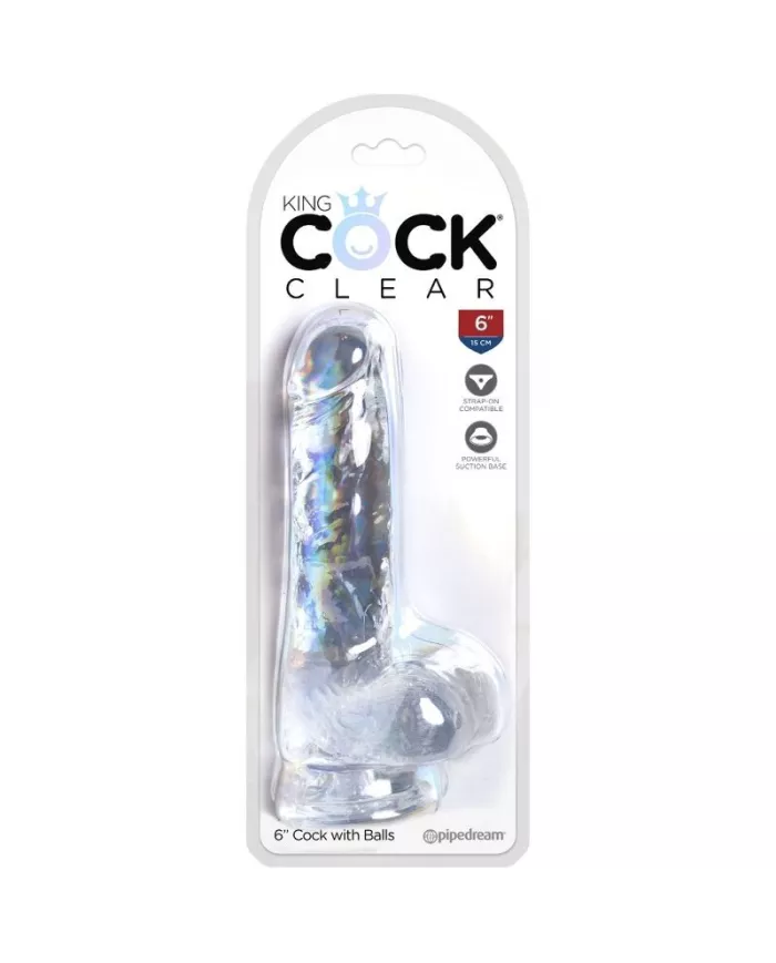 KING COCK - CLEAR PÉNIS RÉALISTE AVEC BOULES 13.5 CM TRANSPARENT