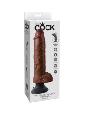 KING COCK - GODE VIBRATEUR AVEC TESTICULES 25.5 CM COULEUR MARRON