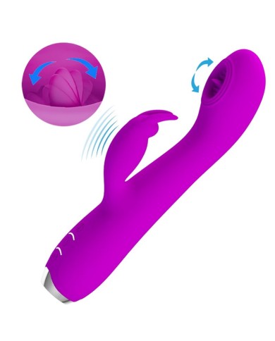 PRETTY LOVE - VIBRATEUR RECHARGEABLE RACHEL AVEC VENTOUSE VIOLETTE