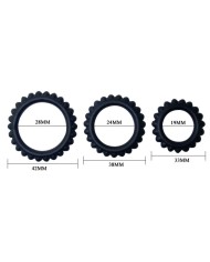 BAILE - TITAN SET 3 PCS COCK RING NOIR 2.8 + 2.4 + 1.9 CM