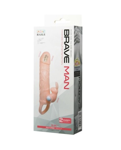 BAILE - COUVERCLE DE PÉNIS BRAVE MAN AVEC CHAIR DE LAPIN ET DOUBLE MOTEUR 16.5 CM