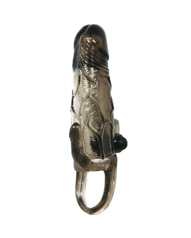 BAILE - COUVRE-PÉNIS BRAVE MAN AVEC STIMULATION CLITO ET ANAL DOUBLE BULLET NOIR 16.5 CM