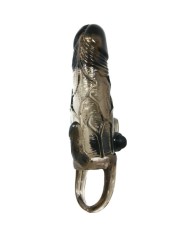 BAILE - COUVRE-PÉNIS BRAVE MAN AVEC STIMULATION CLITO ET ANAL DOUBLE BULLET NOIR 16.5 CM