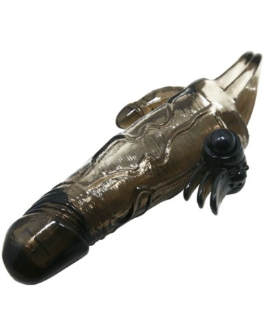 BAILE - COUVRE-PÉNIS BRAVE MAN AVEC STIMULATION CLITO ET ANAL DOUBLE BULLET NOIR 16.5 CM