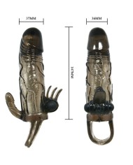 BAILE - COUVRE-PÉNIS BRAVE MAN AVEC STIMULATION CLITO ET ANAL DOUBLE BULLET NOIR 16.5 CM