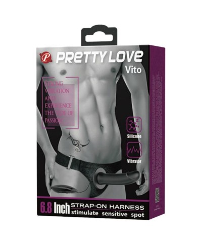 PRETTY LOVE - VITO STRAP ON AVEC GODE CREUX ET VIBRATION 17.3 CM