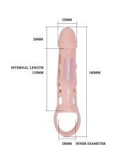 BAILE - COUVERTURE DEXTENSION DE PÉNIS AVEC VIBRATION ET SANGLE NATURELLE 13,5 CM