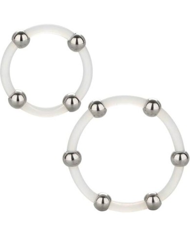 CALEXOTICS - ENSEMBLE DE BAGUES EN SILICONE PERLÉES EN ACIER