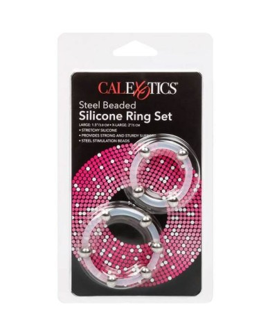 CALEXOTICS - ENSEMBLE DE BAGUES EN SILICONE PERLÉES EN ACIER