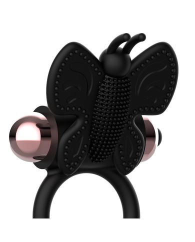 COQUETTE CHIC DESIRE - COCKRING PAPILLON AVEC VIBRATEUR NOIR/ OR